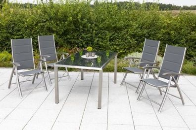 Sumatra Gartenmöbel Set 5tlg., 4 Klappsessel, Tisch 150 x 90 cm