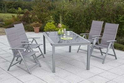 Taviano Gartenmöbel Set 5tlg., Ausziehtisch, diamantbraun