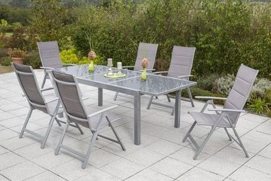 Taviano Gartenmöbel Set 7tlg., Ausziehtisch, diamantbraun