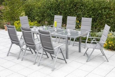 Taviano Gartenmöbel Set 9tlg., Ausziehtisch, diamantbraun