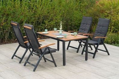 Tilos Gartenmöbel Set 9tlg., Klappsessel & 150 x 90 cm