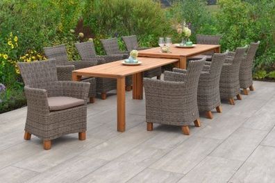 Toskana Gartenmöbel Set 11tlg., Flex Ausziehtisch, natur