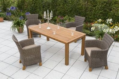 Toskana Gartenmöbel Set 5tlg., 185 x 90 cm, natur