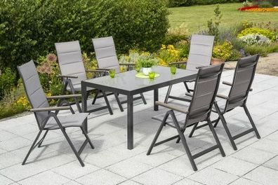 Trivero Gartenmöbel Set 7tlg., Klappsessel & 150x90 cm