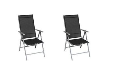 Amalfi Gartensessel/Gartenstuhl, klappbar, silber/schwarz, 2er Set