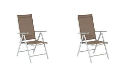 Amalfi Gartensessel/Gartenstuhl, klappbar, silber/taupe, 2er Set