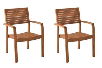 Batavia Gartensessel/Gartenstuhl, stapelbar, 2er Set, Akazie