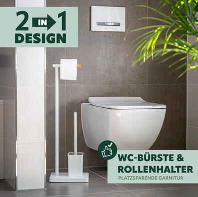 bremermann Stand-WC-Garnitur 2in1, WC-Bürste, WC-Rollenhalter
