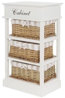 Kommode Joana 3 Körbe MDF&Weide Weiß