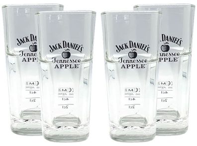 Jack Daniels Tennessee Apple 4x Longdrink Glas 4er Set Gläser 2cl / 4cl geeicht