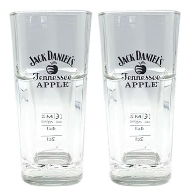 Jack Daniels Tennessee Apple 2x Longdrink Glas 2er Set Gläser 2cl / 4cl geeicht