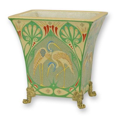 Blumentopf aus Porzellan und Bronze verziert Replikat Retro Design Dekoration