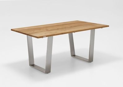 Gartentisch Noha 200x95 Tischplatte Teakholz Trapezkufe Edelstahl gebürstet