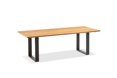 Gartentisch Noha 180x95 Tischplatte Teakholz Profilkufe Aluminium Anthrazit
