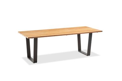 Gartentisch Noha 200x95 Tischplatte Teakholz Trapezkufe Aluminium Anthrazit