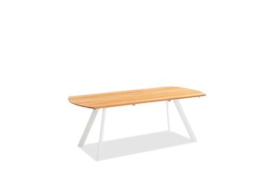 Gartentisch Nolano 200x95 Tischplatte Teakholz geölt Stativprofil Alu in Ivory