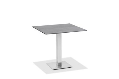 Gartentisch Bistrox 81x81 Tischplatte HPL Beton Gestell Edelstahl Gebürstet