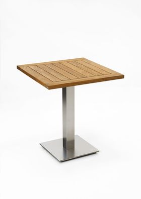 Gartentisch Bistrox 95x95 Tischplatte Teak Geölt Gestell Edelstahl Gebürstet