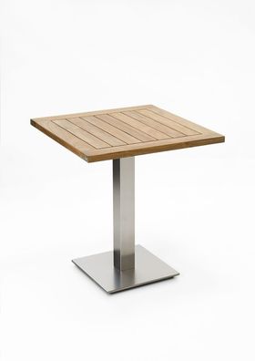 Gartentisch Bistrox 68x68 Tischplatte Teak Recycelt Gestell Edelstahl Gebürstet