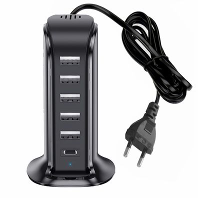 D97C USB Ladegerät 6 Port 5V 4A, Mehrfach Ladestation für Desktop, 6 Anschlüsse