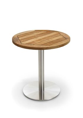 Gartentisch Bistrox 70 rund Tischplatte Teak Geölt Gestell Edelstahl Gebürstet