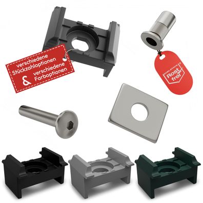 Edelstahl Befestigungsset Flach Doppelstabmattenzaun 40mm Pfosten Qualinos Germany