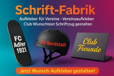 Aufkleber für Vereine Vereinsaufkleber Club Wunschtext Schriftzug gestalten
