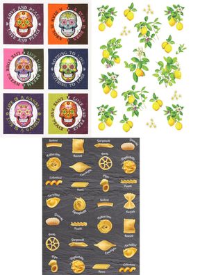 1 Geschirrtuch Totenkopf Zitronen Nudeln Geschirrtücher Mitbringsel Geschenkidee