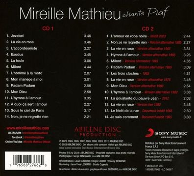 Mireille Mathieu: Mireille Mathieu Chante Piaf - - (CD / M)