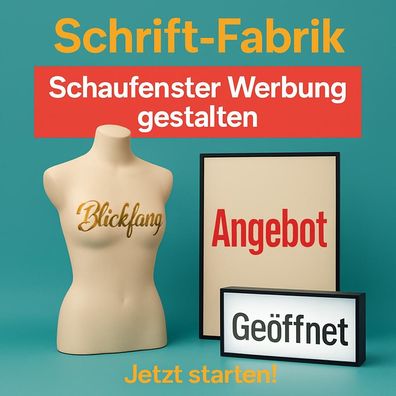 Schaufenster Werbung Angebot Text Wunsch Aufkleber Beschriftung selbst gestalten