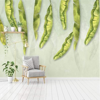 Vlies Fototapete Wandtapete Wandbilder Frischen Grünen Bananenblättern 4553