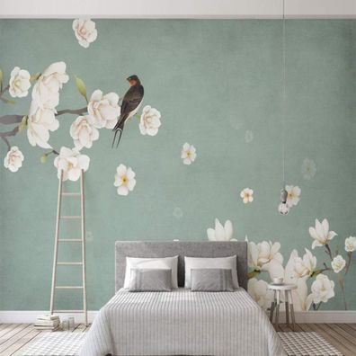 Vlies Fototapete Wandtapete Wandbilder Handgemalte Magnolienblüten 4560