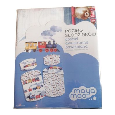 Baby-Bettwäsche „Toy Train Adventure“ 100x135 + 40x60 | 100 % Baumwolle | Reißvers