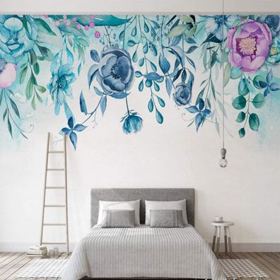 Vlies Fototapete Wandtapete Wandbilder Handgemalte Pflanzenblättern Blüten 4566