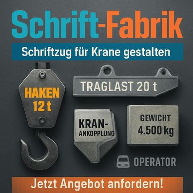 Schriftzug für Krane Klebebuchstaben Wunschtext Aufkleber selbst gestalten