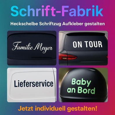 Heckscheibe Schriftzug Aufkleber Auto Autoaufkleber Wunschtext selbst gestalten