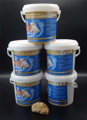 5x1L Handwaschpaste SUPER TOP Cleaner Handreiniger Handreinigung Holzmehl Strong