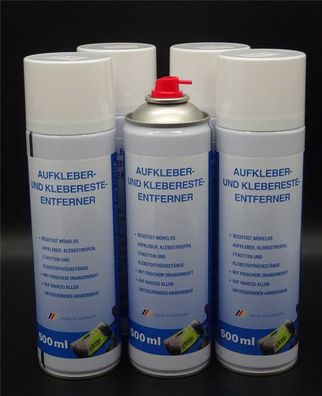 5x 500ml Aufkleber und Kleberesteentferner Klebereste Etiketten Löser Entferner