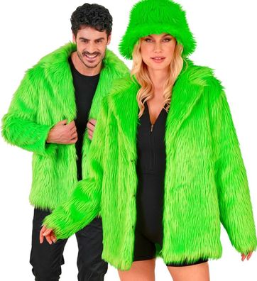Plüschjacke Alien Neon grün Damen
