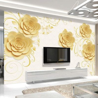 Vlies Fototapete Wandtapete Wandbilder 3D Minimalistische Gelbe Blumen 4578