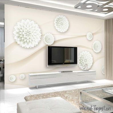 Vlies Fototapete Wandtapete Wandbilder 3D Eleganz Transparente Blumen 4581