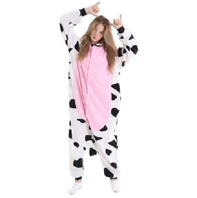 Kuh Onesie Erwachsene Unisex Tier Cosplay Pyjamas Plusch Schlafanzug