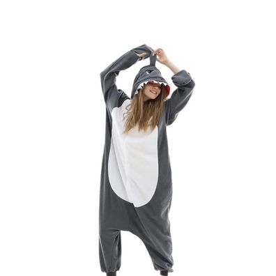 Grauer Hai Lemur Onesie Erwachsene Unisex Tier Cosplay Pyjamas Plusch