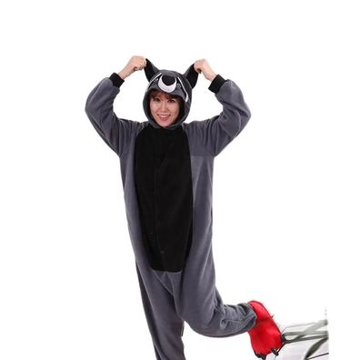 Grauer Waschbar Onesie Erwachsene Tier Cosplay Pyjamas Kigurumi Schlafanzug Plusch
