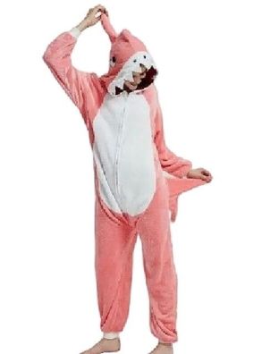 Rosa Hai Anime Onesie Erwachsene Tier Cosplay Pyjamas Plusch Halloween