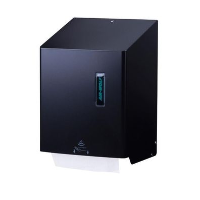 Rollenhandtuchspender Omega Edelstahl mattschwarz mit Sensor