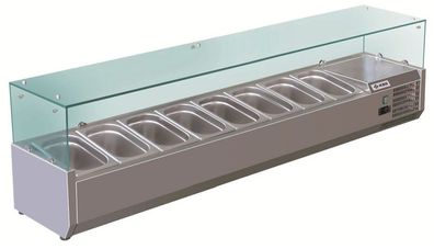 KBS Kühlaufsatz mit geradem Glasaufbau 1800x395x435 mm GN 13 steckerfertig 230V