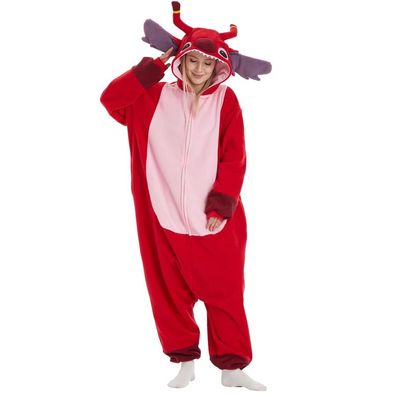 Roter Cartoon Onesie Erwachsene Tier Kigurumi Cosplay Pyjamas Halloween Plusch