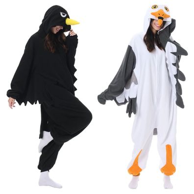 Mowe Krahe Onesie Erwachsene Tier Kigurumi Cosplay Pyjamas Halloween XXL Plusch