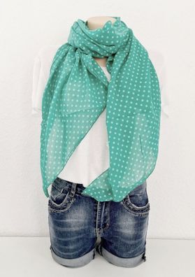 Blogger Italy Schal Tuch Seide/ Baumwolle asymetrisch mittelgroße Punkte Mintton